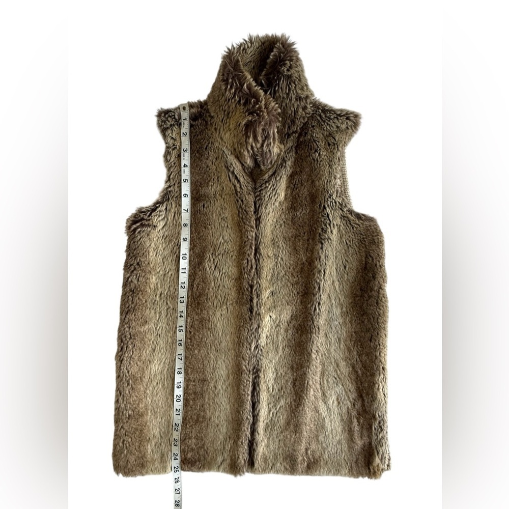 Kardashian Kollection Faux Fur Vest S Cream Knit Back Rabbit Style Open Front - Picture 11 of 11